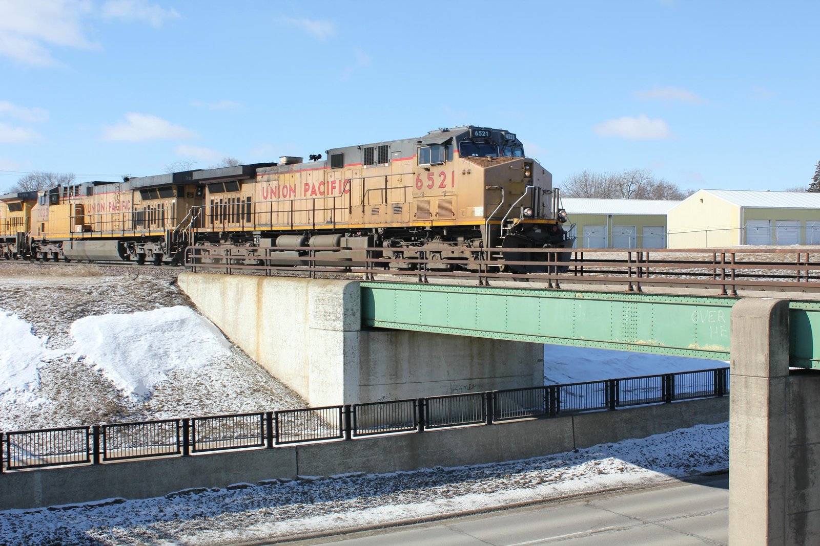 Train crossing bridge